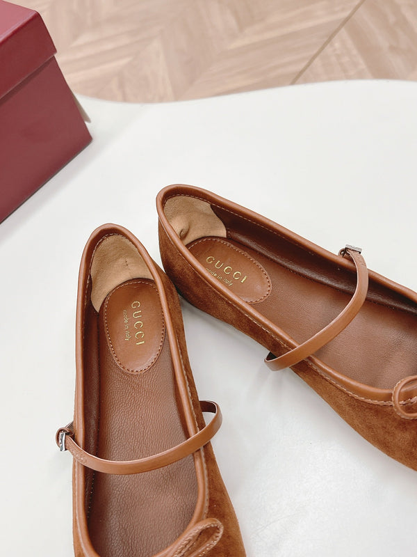 GG BALLET FLAT BROWN SUEDE