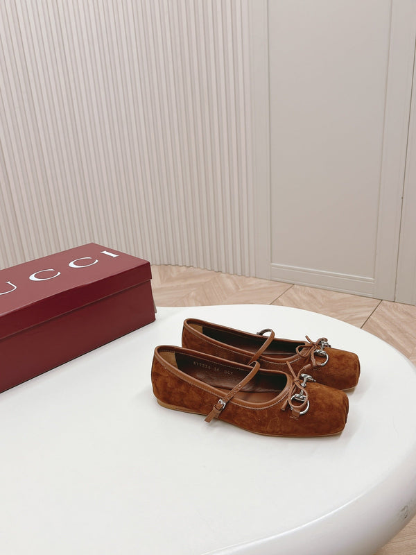 GG BALLET FLAT BROWN SUEDE
