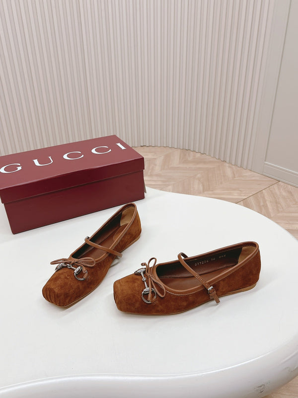 GG BALLET FLAT BROWN SUEDE