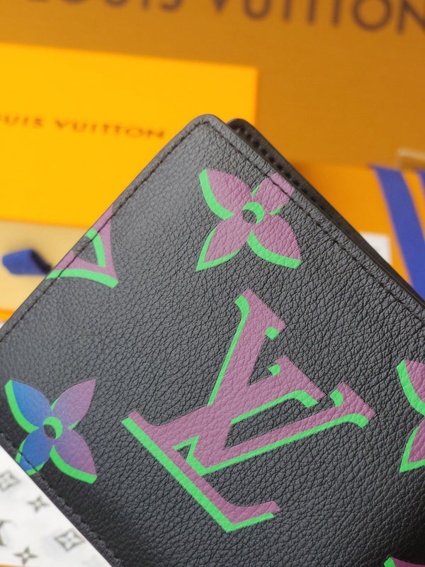 LV M82297 Multiple Wallet Black Borealis Monogram Cowhide