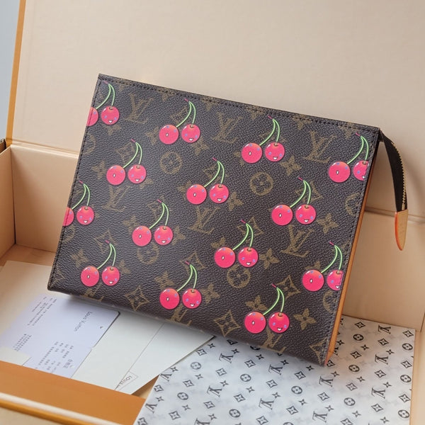 LV x TM M14372 Toiletry Pouch Brown Monogram Canvas With Cherry Motif