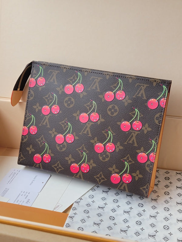 LV x TM M14372 Toiletry Pouch Brown Monogram Canvas With Cherry Motif
