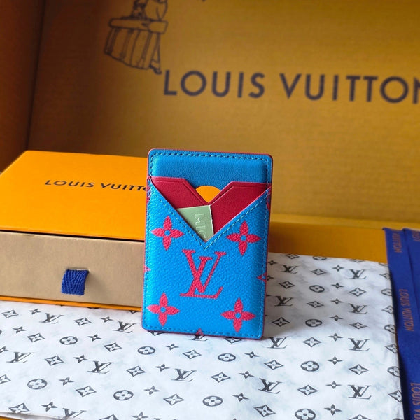 LV M15034 Porte-Cartes Magnet Blue Red Monogram Glow Canvas & Cowhide