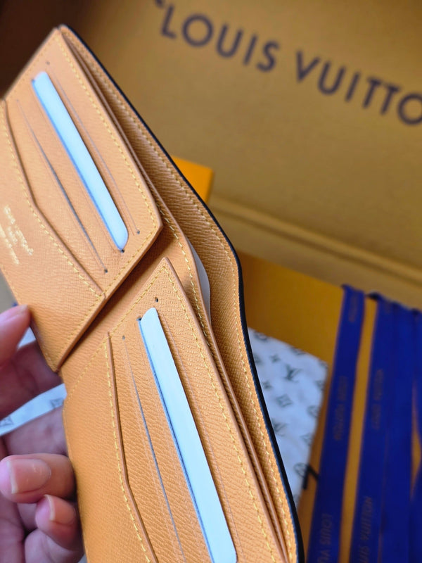 LV M25795 Multiple Wallet Dark Blue Teal Green Cowhide