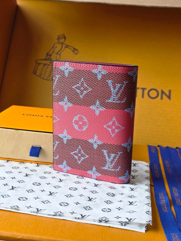 LV M26538 Passport Cover Red Black Cowhide