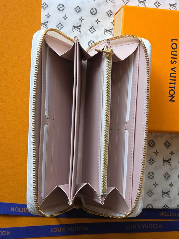 LV M15091 Zippy Wallet 19.5cm Dream Beige Monogram Embossed Lambskin- Light GHW