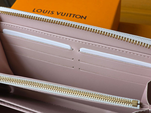 LV M15091 Zippy Wallet 19.5cm Dream Beige Monogram Embossed Lambskin- Light GHW