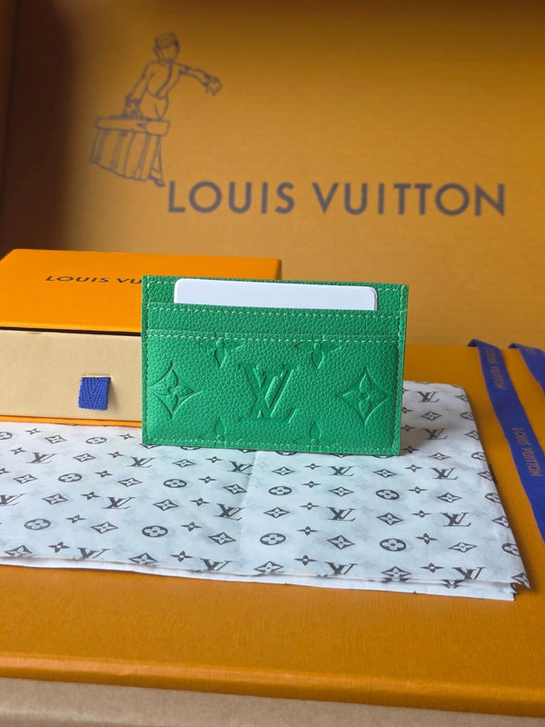 LV M25998 Double Card Holder Bamboo Green Taurillon Monogram leather