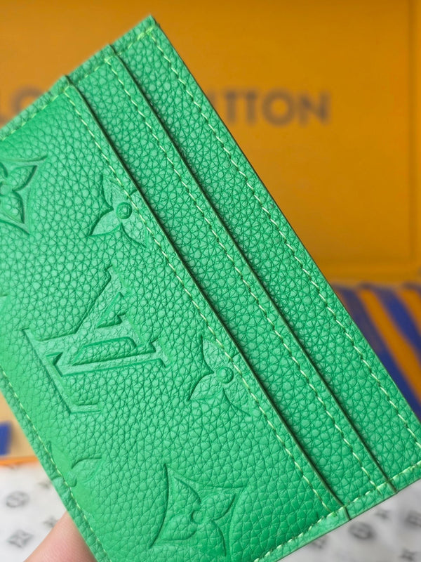 LV M25998 Double Card Holder Bamboo Green Taurillon Monogram leather