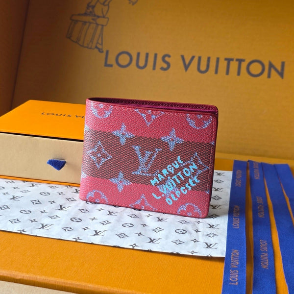 LV M25795 Multiple Wallet Red Black Cowhide