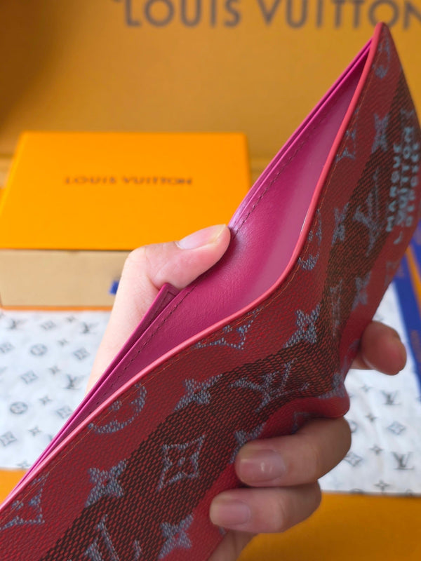 LV M25795 Multiple Wallet Red Black Cowhide