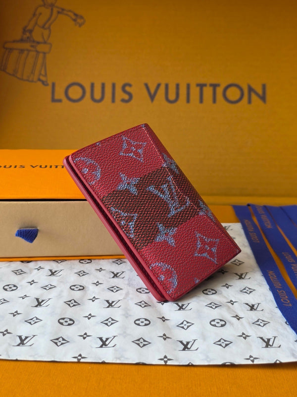 LV Pocket Organizer Red Black Cowhide