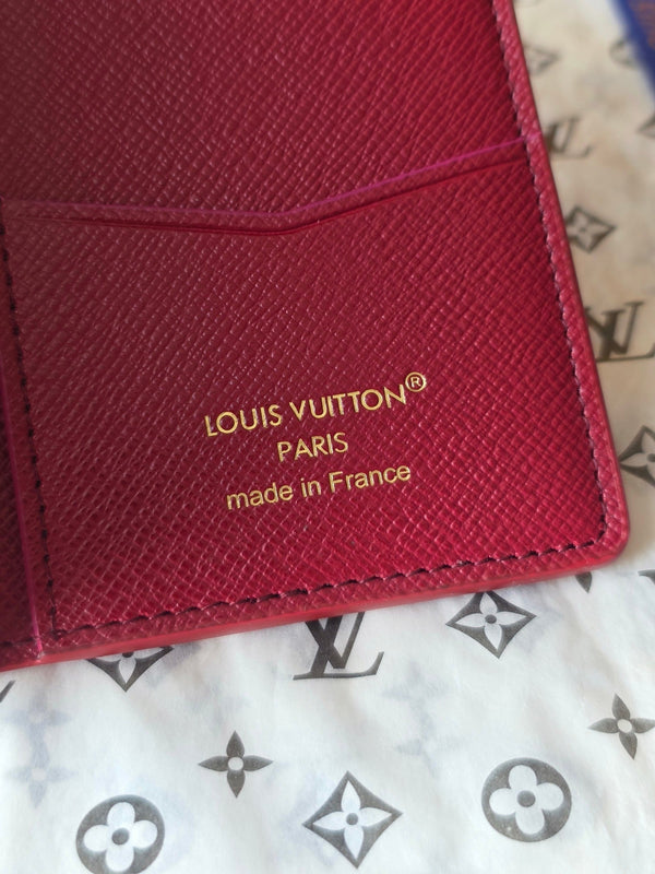 LV Pocket Organizer Red Black Cowhide