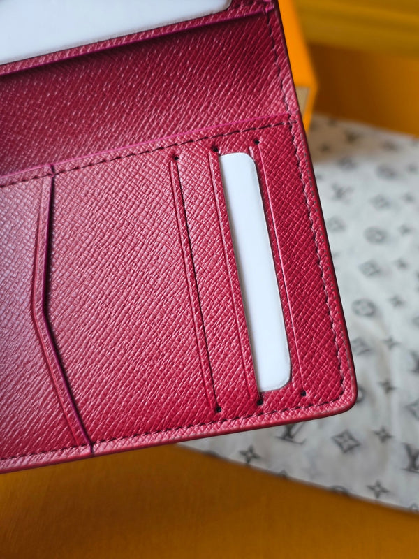 LV Pocket Organizer Red Black Cowhide