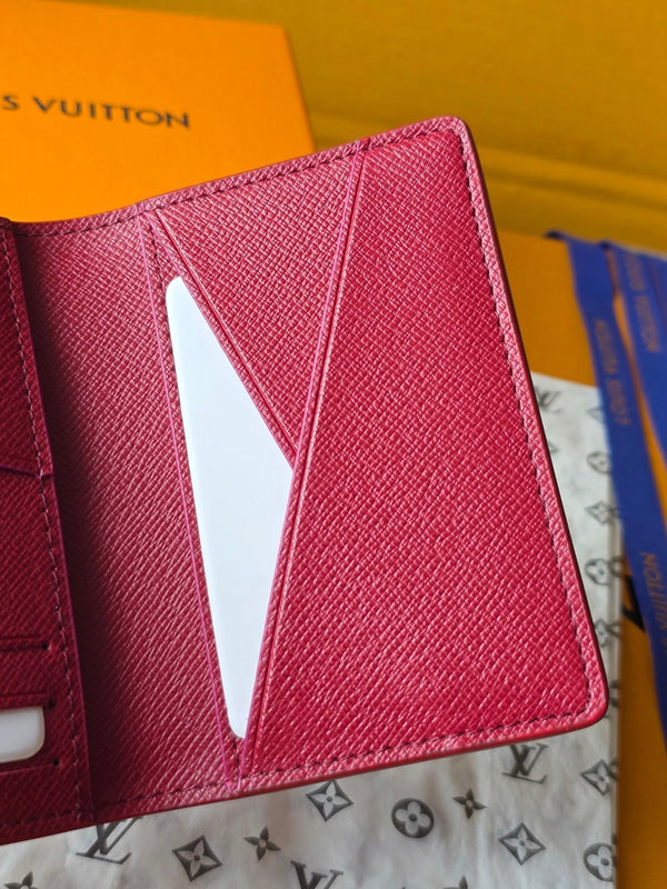 LV Pocket Organizer Red Black Cowhide