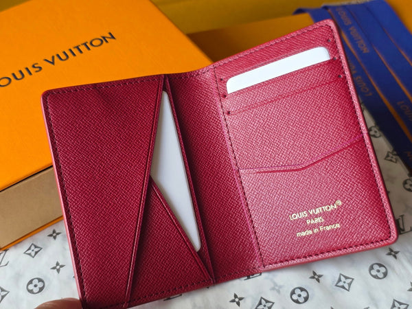 LV Pocket Organizer Red Black Cowhide