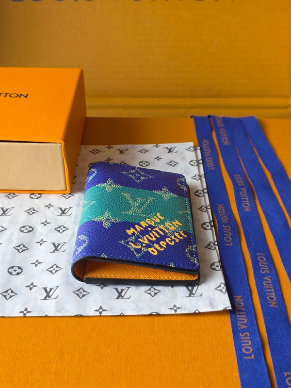 LV Pocket Organizer Dark Blue Teal Green Cowhide