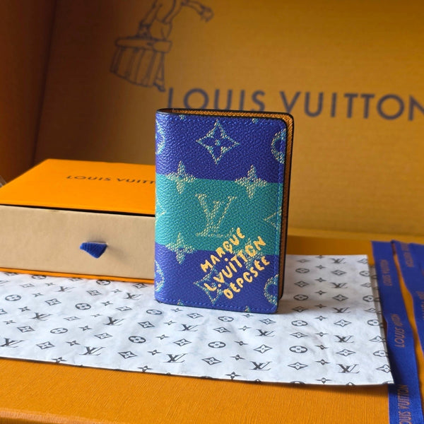 LV Pocket Organizer Dark Blue Teal Green Cowhide