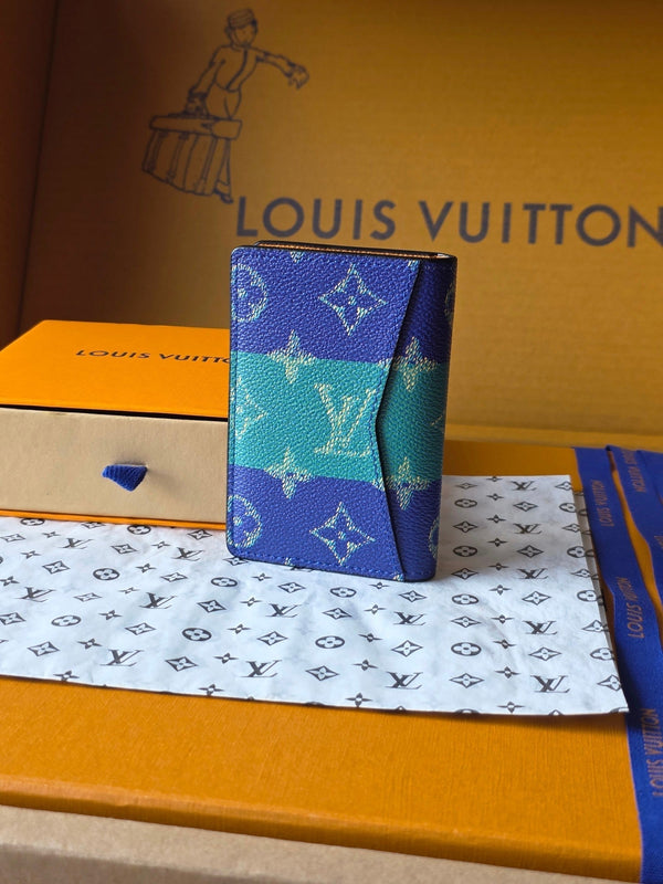 LV Pocket Organizer Dark Blue Teal Green Cowhide