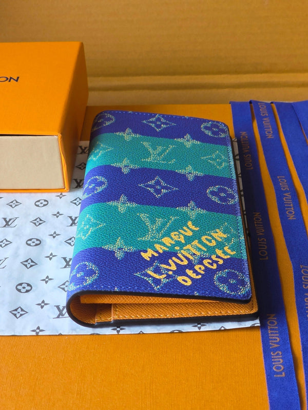 LV Brazza Wallet Dark Blue Teal Green Cowhide