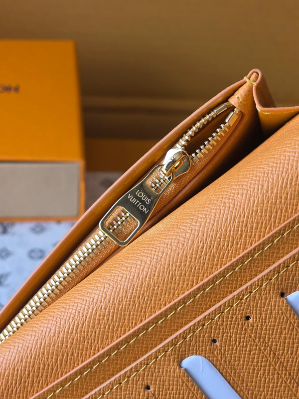 LV Brazza Wallet Dark Blue Teal Green Cowhide