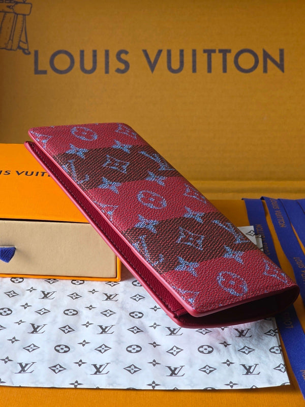 LV Brazza Wallet Red Black Cowhide