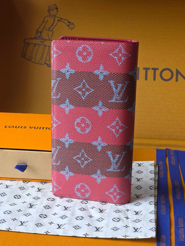 LV Brazza Wallet Red Black Cowhide