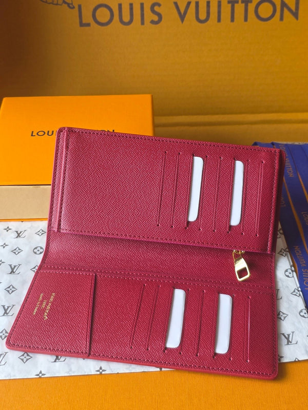 LV Brazza Wallet Red Black Cowhide