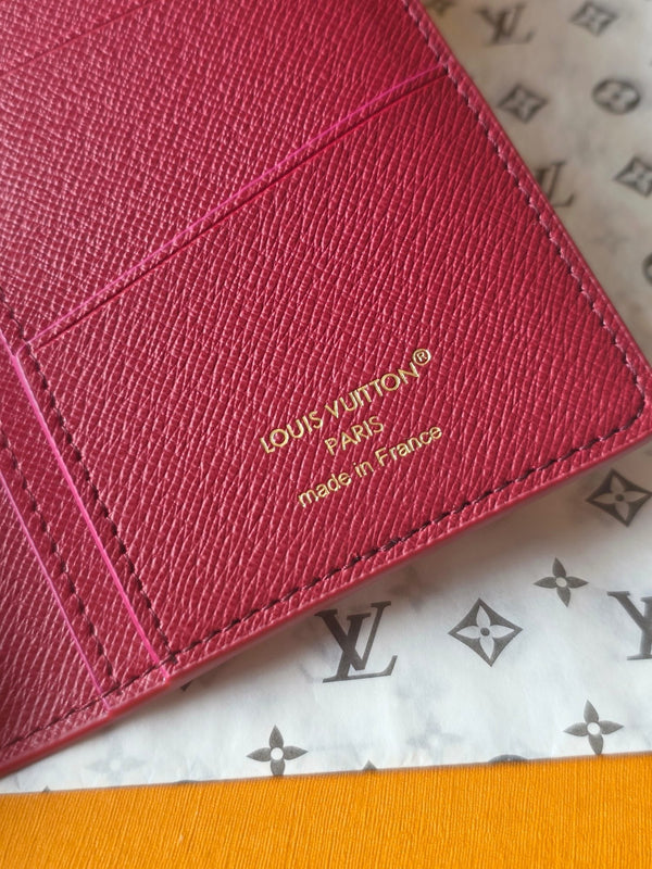 LV Brazza Wallet Red Black Cowhide