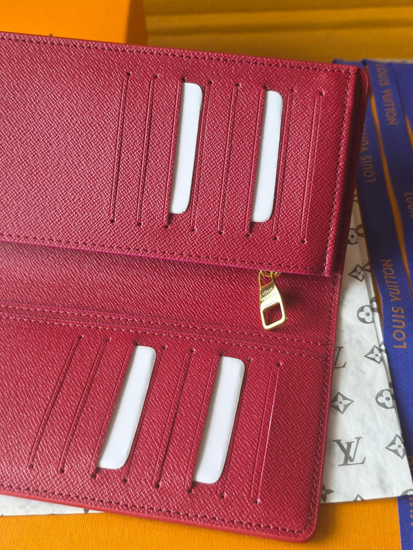 LV Brazza Wallet Red Black Cowhide