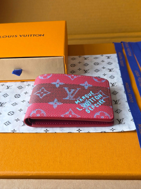 LV M25795 Multiple Wallet Red Black Cowhide