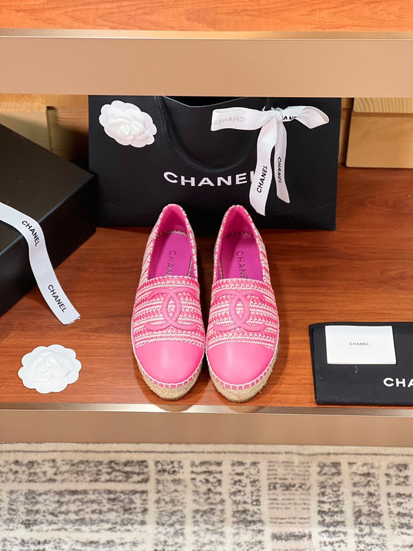 cc espadrilles beige pink woolen cloth pink lambskin