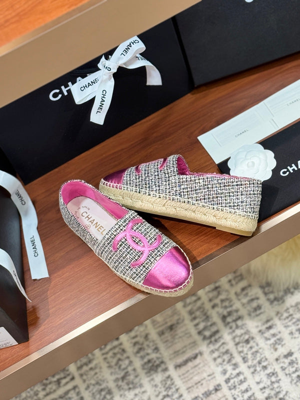 CC 25 Espadrilles Logo Pink Fabric Sheepskin 310157