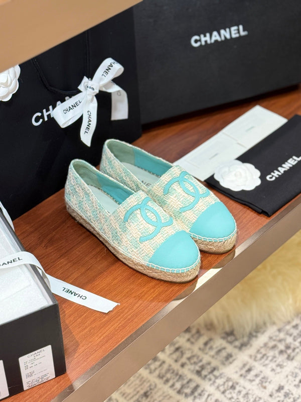 CC 25 Espadrillas Logo Tessuto Blu Pelle di Pecora 310159