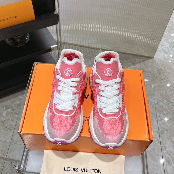 LV Run 55 Sneaker 50mm Red Pastel Monogram Jacquard Fabric