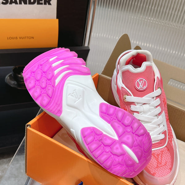 LV Run 55 Sneaker 50mm Red Pastel Monogram Jacquard Fabric