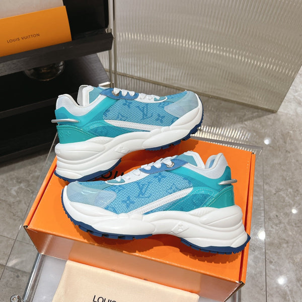 LV Run 55 Sneaker 50mm Light Blue Monogram Jacquard Fabric