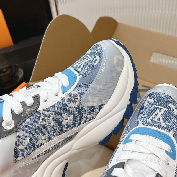 LV Run 55 Sneaker 50mm Light Blue Mix Dark Blue Monogram Jacquard Fabric