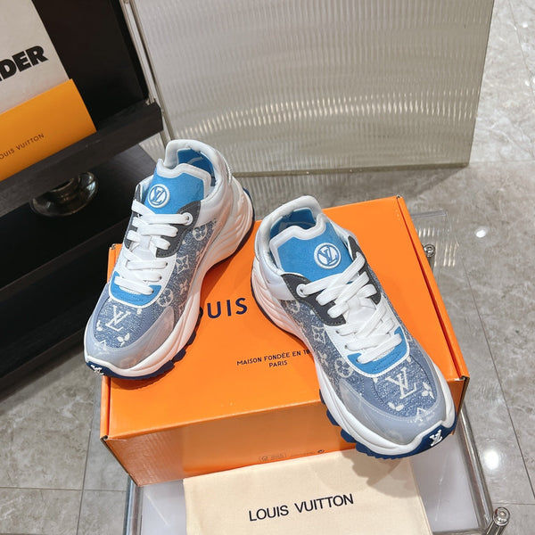 LV Run 55 Sneaker 50mm Light Blue Mix Dark Blue Monogram Jacquard Fabric