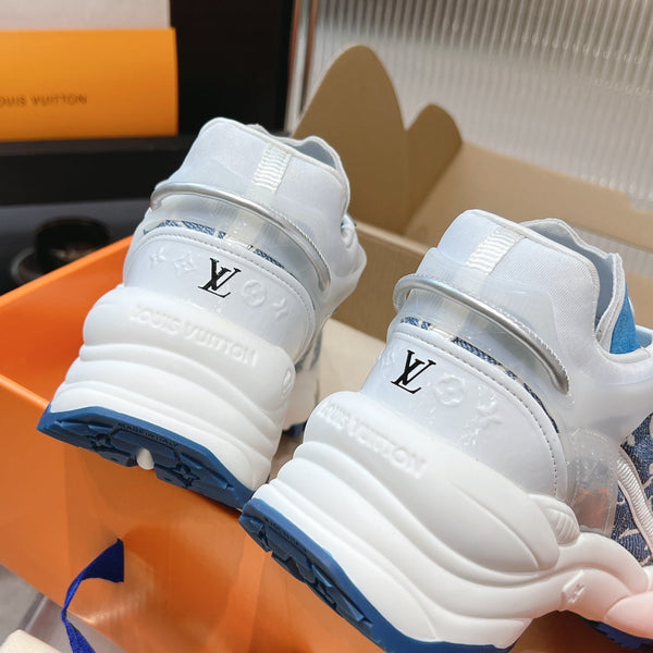 LV Run 55 Sneaker 50mm Light Blue Mix Dark Blue Monogram Jacquard Fabric