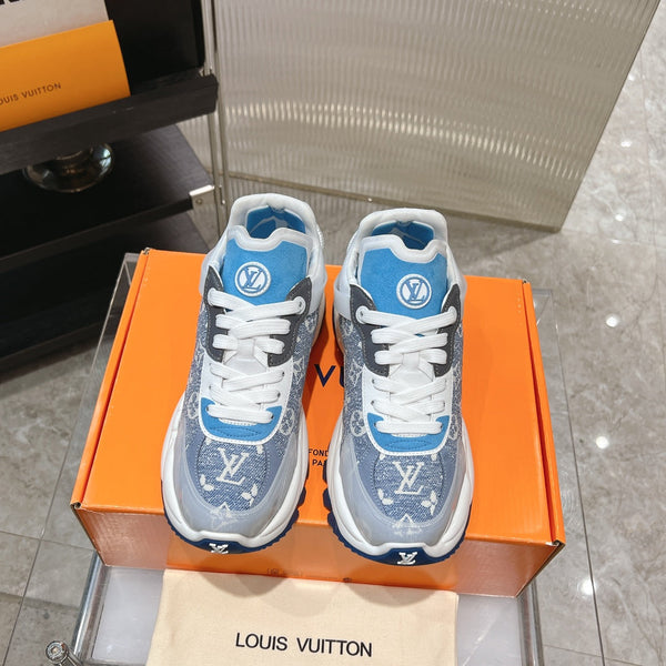 LV Run 55 Sneaker 50mm Light Blue Mix Dark Blue Monogram Jacquard Fabric