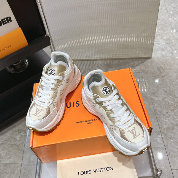 LV Run 55 Sneaker 50mm Beige Gold Monogram Jacquard Fabric