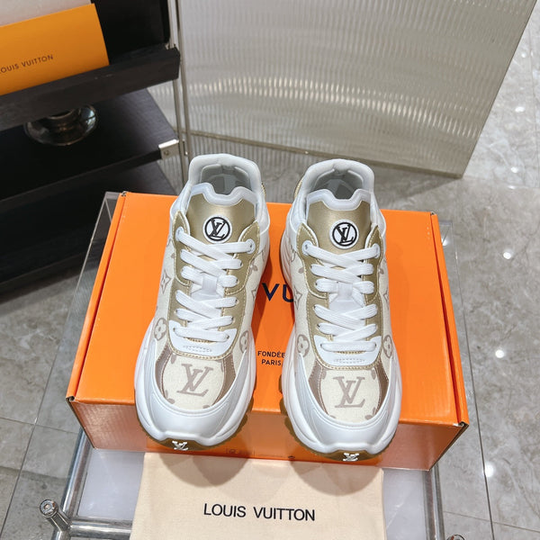 LV Run 55 Sneaker 50mm Beige Gold Monogram Jacquard Fabric