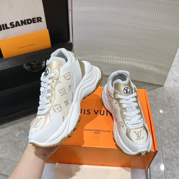 LV Run 55 Sneaker 50mm Beige Gold Monogram Jacquard Fabric