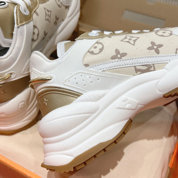LV Run 55 Sneaker 50mm Beige Gold Monogram Jacquard Fabric