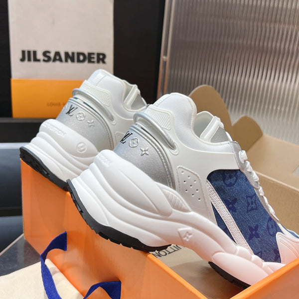 LV Run 55 Sneaker 50mm Blue Grey Monogram Jacquard Fabric