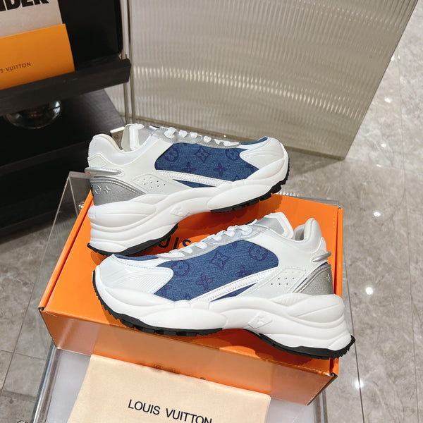 LV Run 55 Sneaker 50mm Blue Grey Monogram Jacquard Fabric