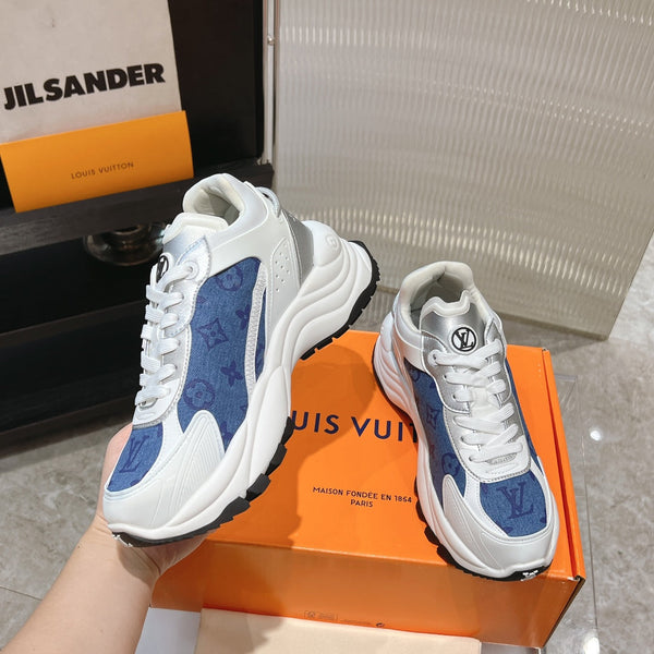 LV Run 55 Sneaker 50mm Blue Grey Monogram Jacquard Fabric