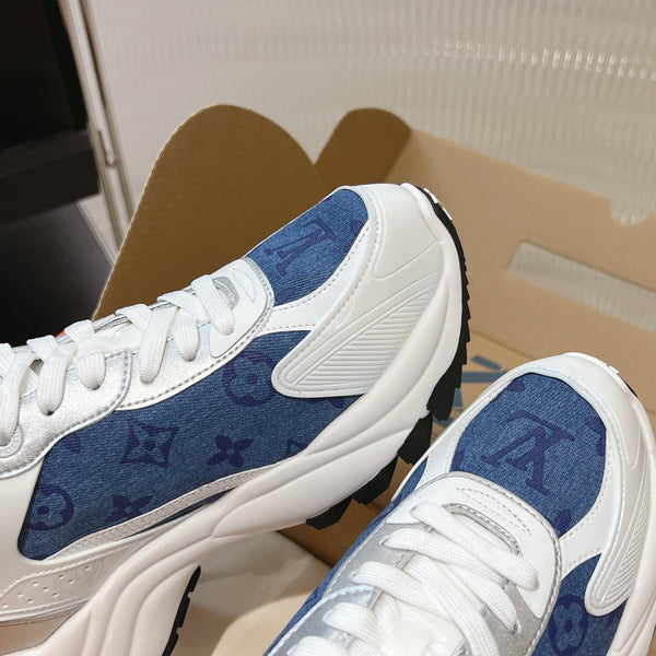 LV Run 55 Sneaker 50mm Blue Grey Monogram Jacquard Fabric