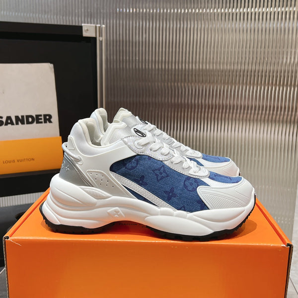 LV Run 55 Sneaker 50mm Blue Grey Monogram Jacquard Fabric